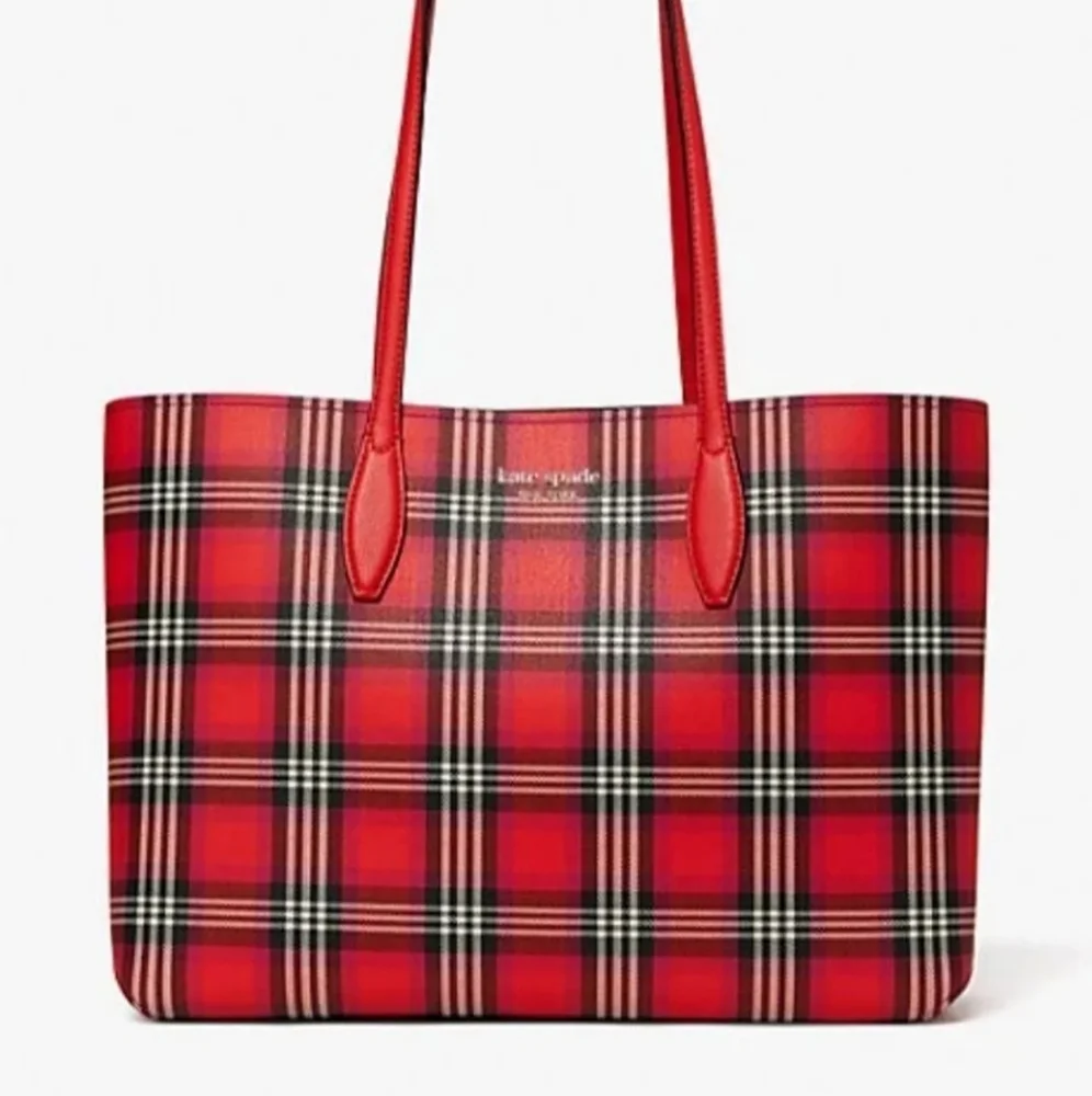🥳🎈HOST PICK!🎈🥳  🍓 KATE SPADE All Day Foliage Plaid Tote 🍓
